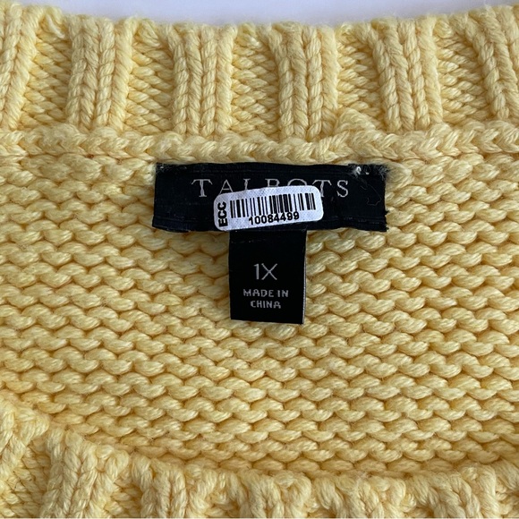 Talbots Sunny Yellow Cable Knit cotton blend crew neck Sweater Sz: 1X NWOT - Picture 9 of 10